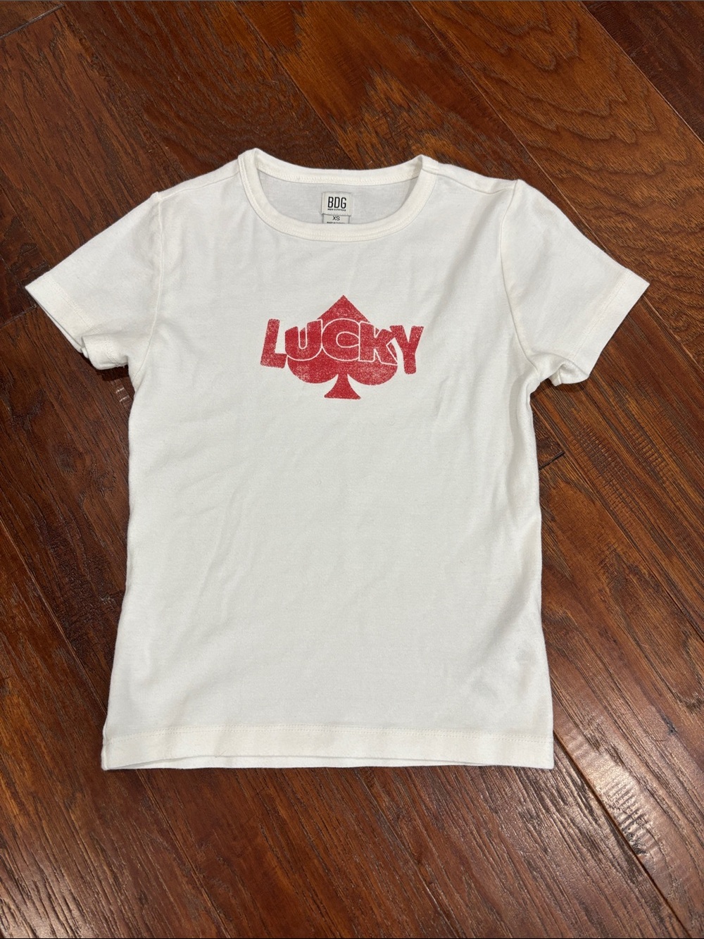 BDG Short-Sleeve Tee with Red 'Lucky' Spade Graphic
